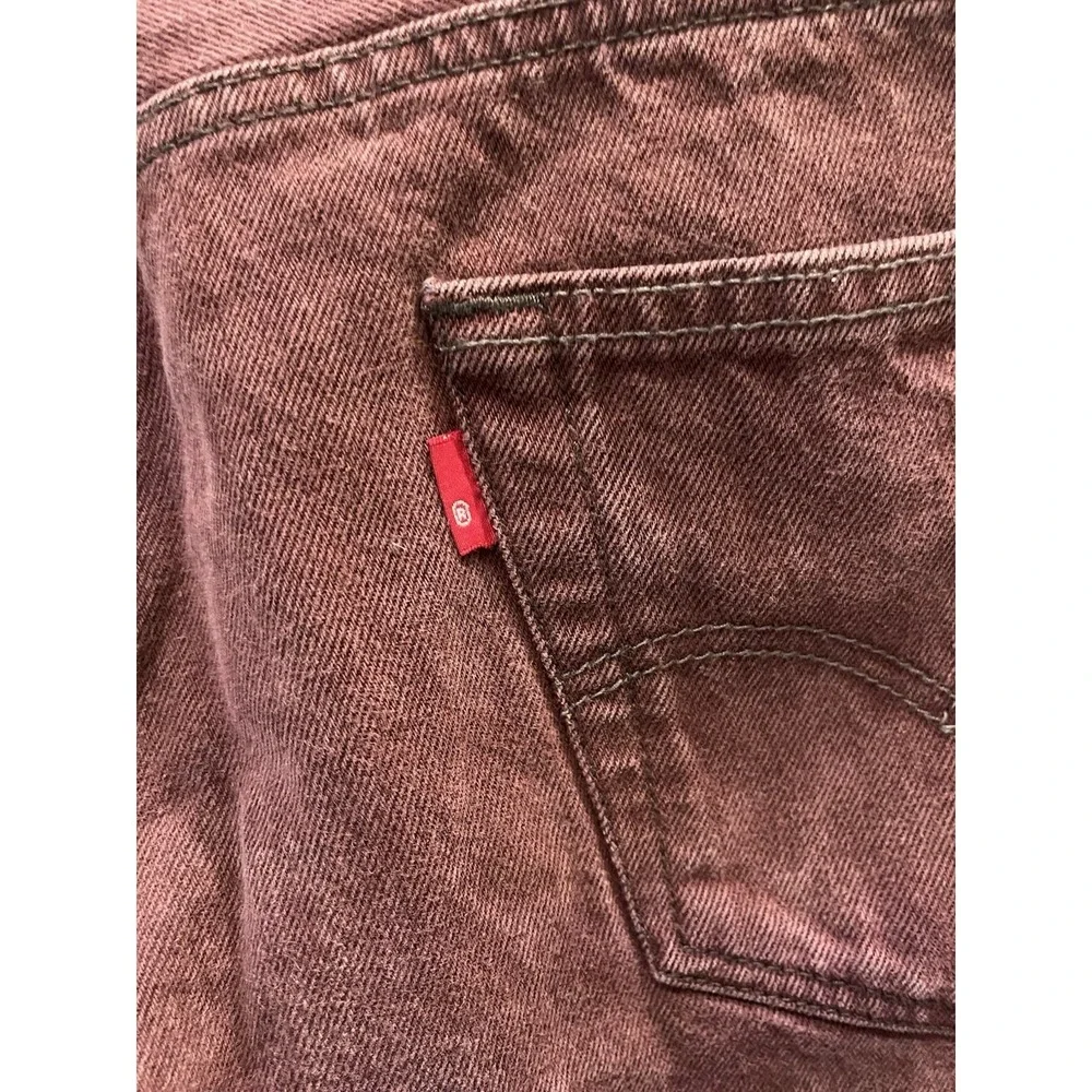 Levis 501 Jeans Men 38x32 Burgundy Wash Button Fly Straight‎ Leg Blank Tab